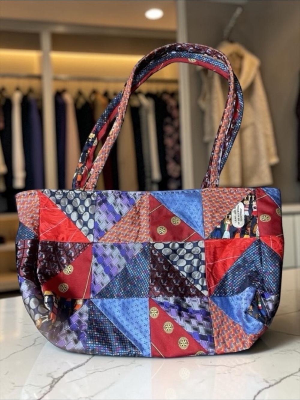 Vintage Patchwork Crossbody Handbag Men’s Necktie, Boho Fabric Bag Rare​​